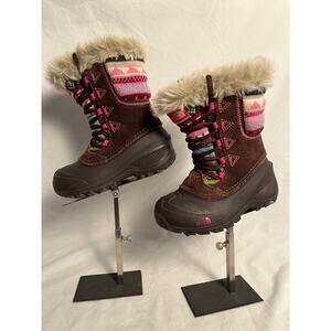 The North Face Girls Heatseeker Insulated Winter Boots Brown Pink Size 11